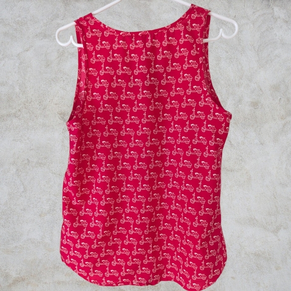 Women's BANANA REPUBLIC Petite M Pink White Scooter Print Tank Top - Picture 2 of 9